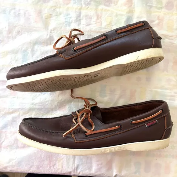 Sebago Portland Waxed Brown Leather Boat Shoes SZ 11.5 M Worn 1X