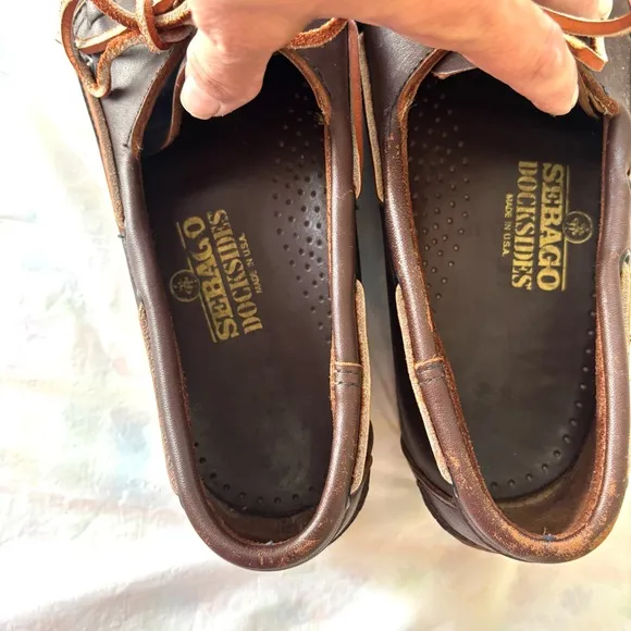 Sebago Portland Waxed Brown Leather Boat Shoes SZ 11.5 M Worn 1X