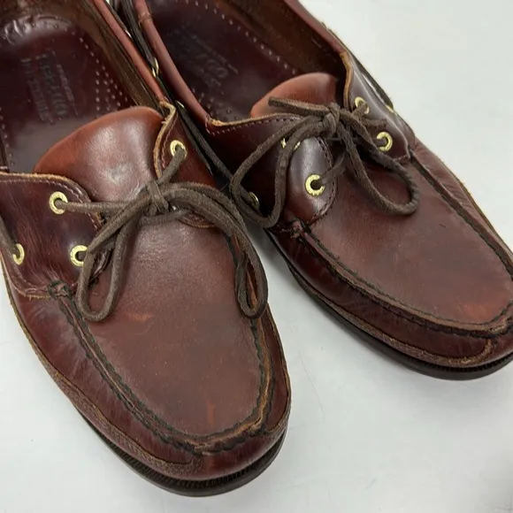 Sebago Schooner Boat Shoe Loafers Leather Brown Waxy Oily Moccasins B75943 10.5M