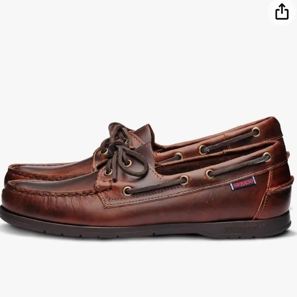 Sebago Schooner Boat Shoe Loafers Leather Brown Waxy Oily Moccasins B75943 10.5M