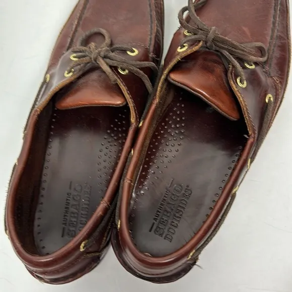 Sebago Schooner Boat Shoe Loafers Leather Brown Waxy Oily Moccasins B75943 10.5M