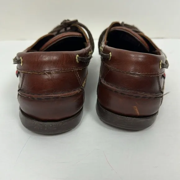 Sebago Schooner Boat Shoe Loafers Leather Brown Waxy Oily Moccasins B75943 10.5M