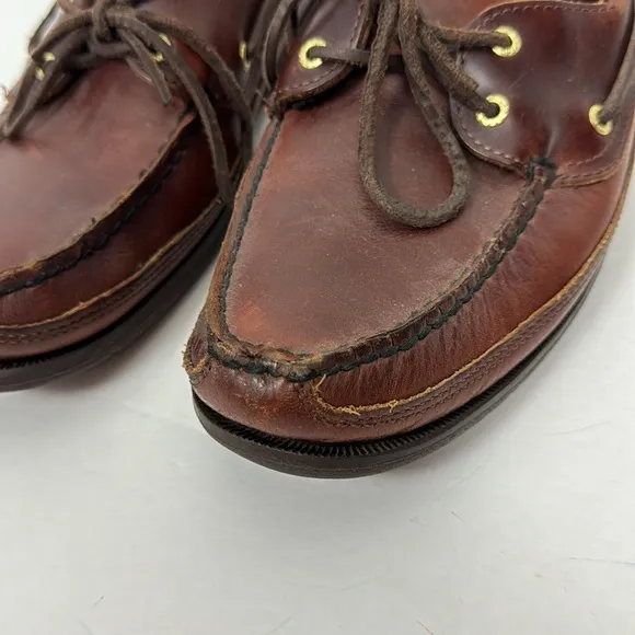 Sebago Schooner Boat Shoe Loafers Leather Brown Waxy Oily Moccasins B75943 10.5M