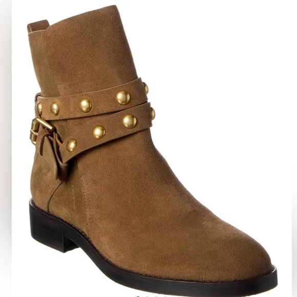 SEE BY CHLOÉ JANIS HEELED ANKLE BOOTS Suede Leather Studded NWT size 38