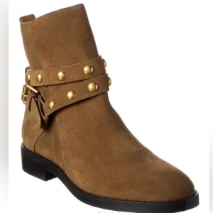 SEE BY CHLOÉ JANIS HEELED ANKLE BOOTS Suede Leather Studded NWT size 38