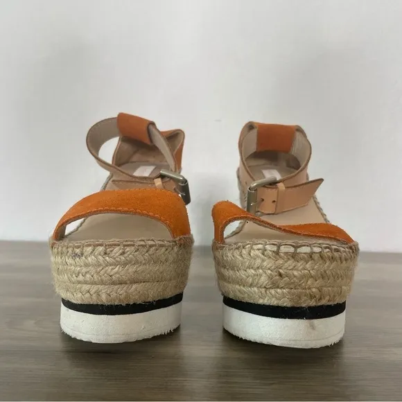 See by Chloe Cognac Brown Suede Espadrille Platform Wedges