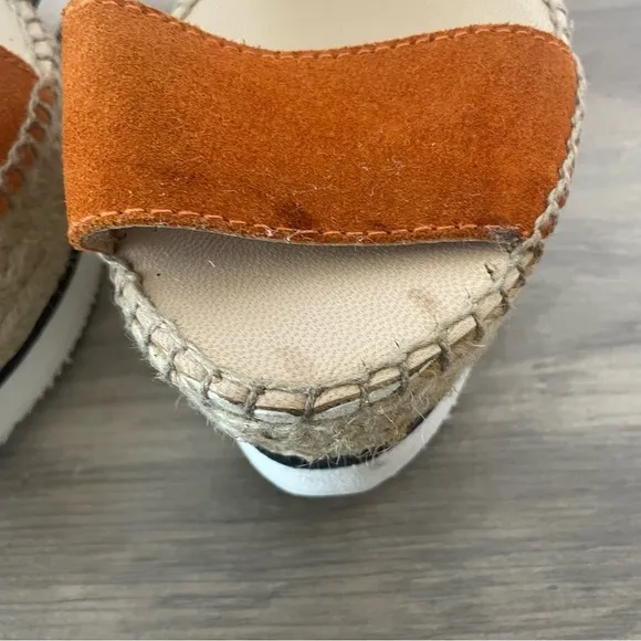 See by Chloe Cognac Brown Suede Espadrille Platform Wedges