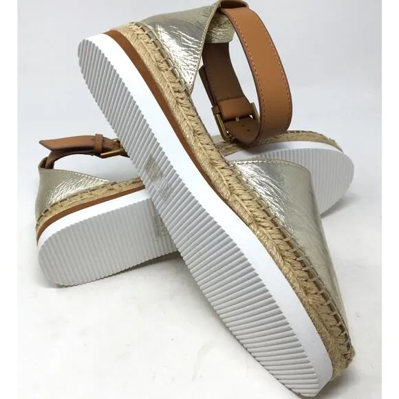 See by Chloe Glyn Women's Size 39 Metallic Gold Closed-Toe Platform Sandals