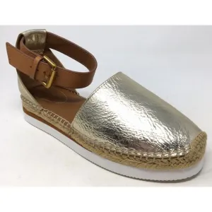 See by Chloe Glyn Women's Size 39 Metallic Gold Closed-Toe Platform Sandals
