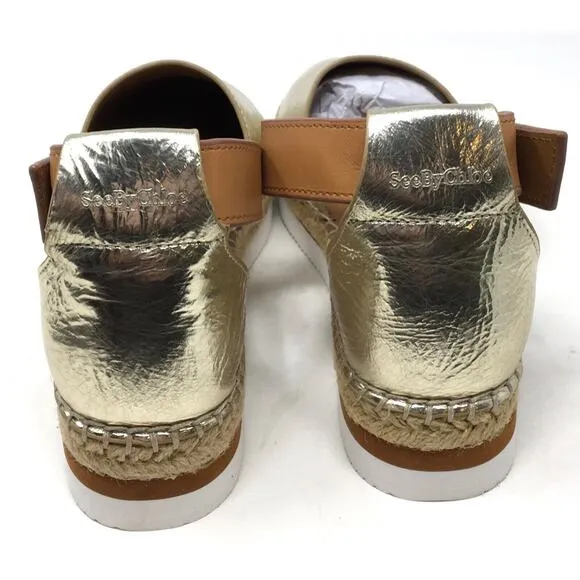 See by Chloe Glyn Women's Size 39 Metallic Gold Closed-Toe Platform Sandals