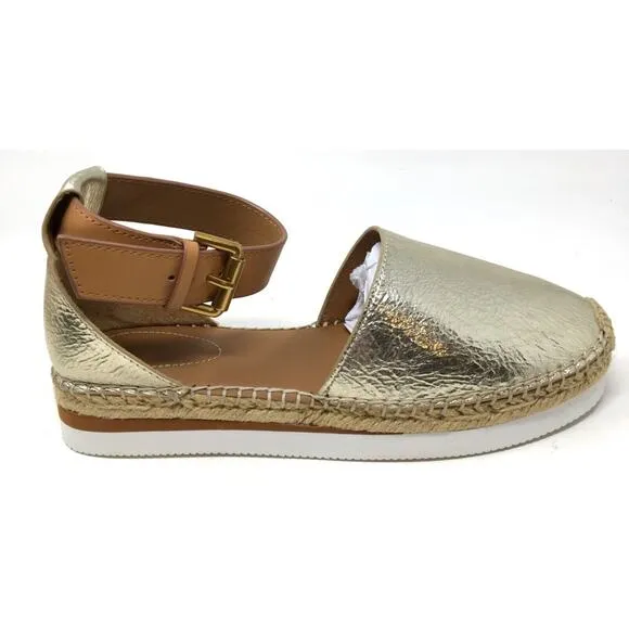 See by Chloe Glyn Women's Size 39 Metallic Gold Closed-Toe Platform Sandals