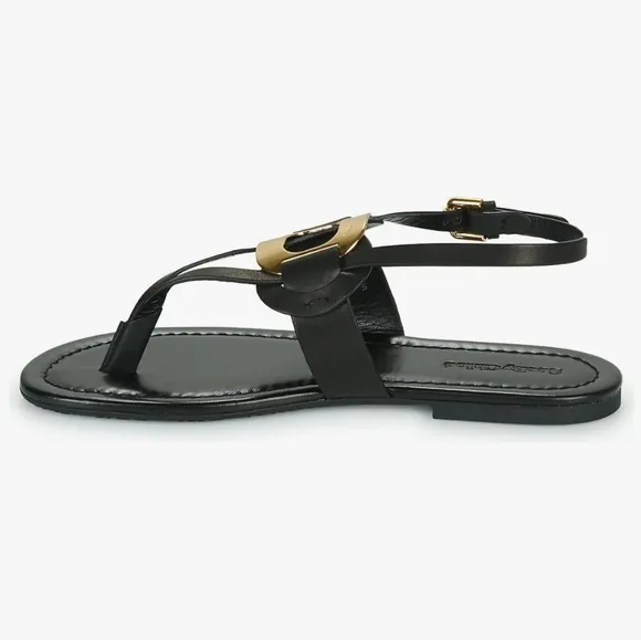 See by Chloe Women's Black Leather Chany Sandals Flats