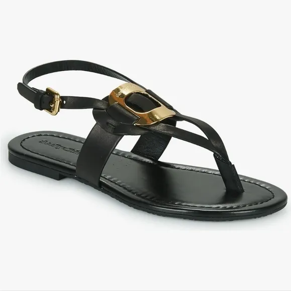See by Chloe Women's Black Leather Chany Sandals Flats