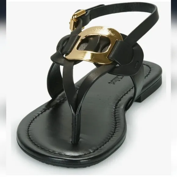 See by Chloe Women's Black Leather Chany Sandals Flats