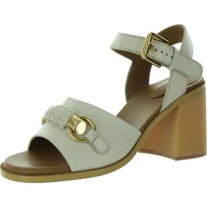 See by Chloe Womens Ivory Leather Slingback Buckle Heels Shoes New