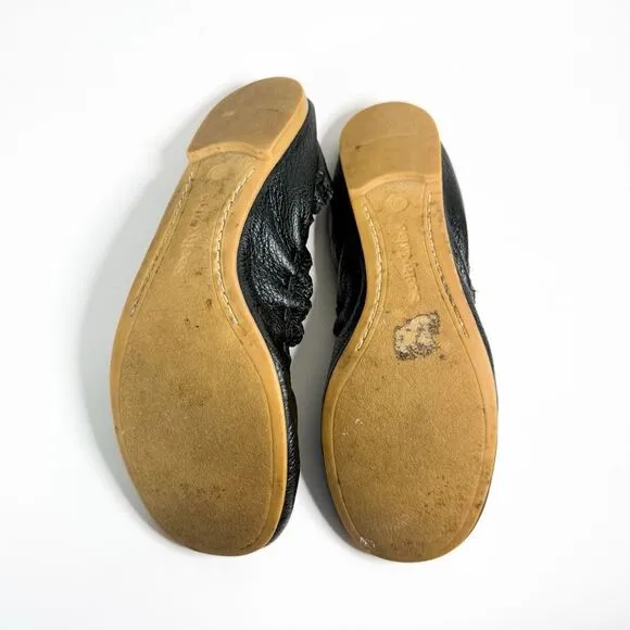 See by Chloé Women's Black Leather Scrunched Ballet Flats EU 36 / US 6