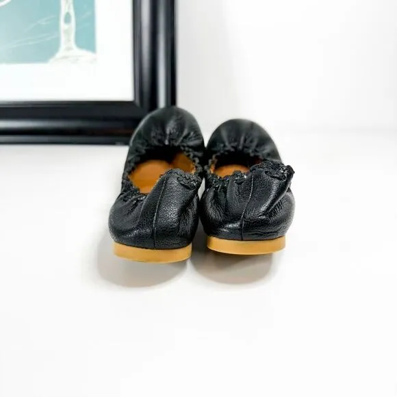 See by Chloé Women's Black Leather Scrunched Ballet Flats EU 36 / US 6