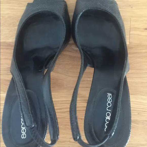 Sergio Rossi Black Leather Slingbacks
