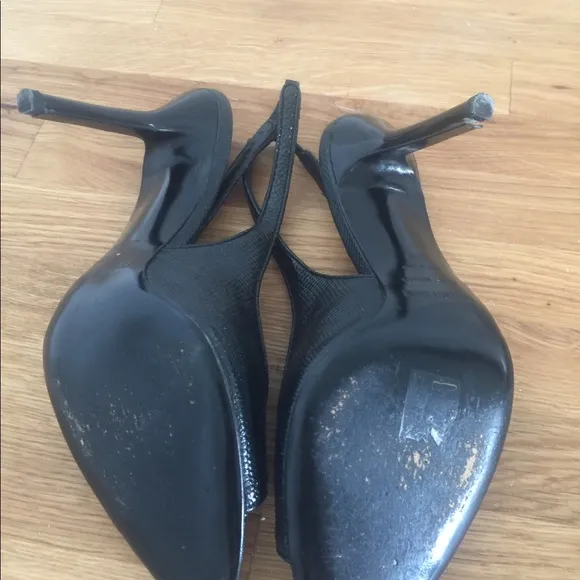 Sergio Rossi Black Leather Slingbacks