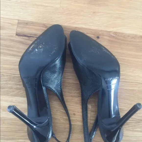 Sergio Rossi Black Leather Slingbacks