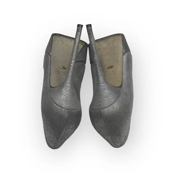 Sergio Rossi ༄ Piper Lamè 100mm Cachet Platform Peep Toe Pump ༄ Zinco Silver༄ 37