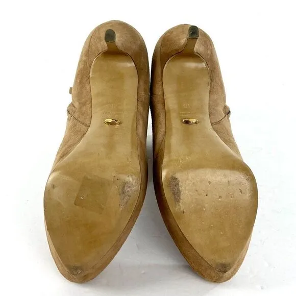 Sergio Rossi Suede Platform Ankle Boots with Stiletto Heels in Beige Size 39.5/9