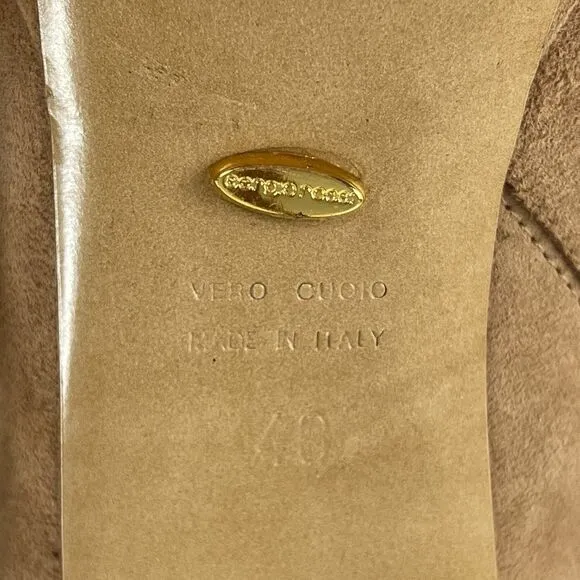 Sergio Rossi Suede Platform Ankle Boots with Stiletto Heels in Beige Size 39.5/9