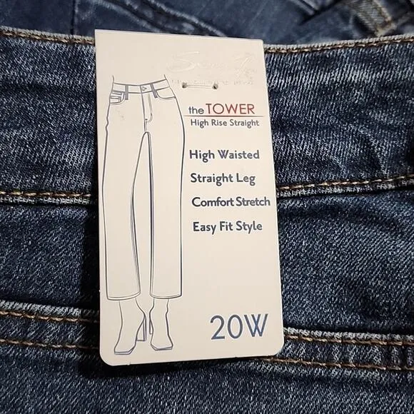 SEVEN7 DARK WASH TOWER STRAIGHT HIGH RISE JEANS PLUS SIZE 20 NEW!