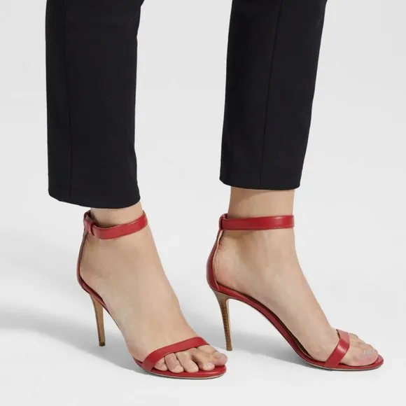 Sexy Theory Red Napa leather heels sandals shoes New In Box 39.5 Italy Nappa