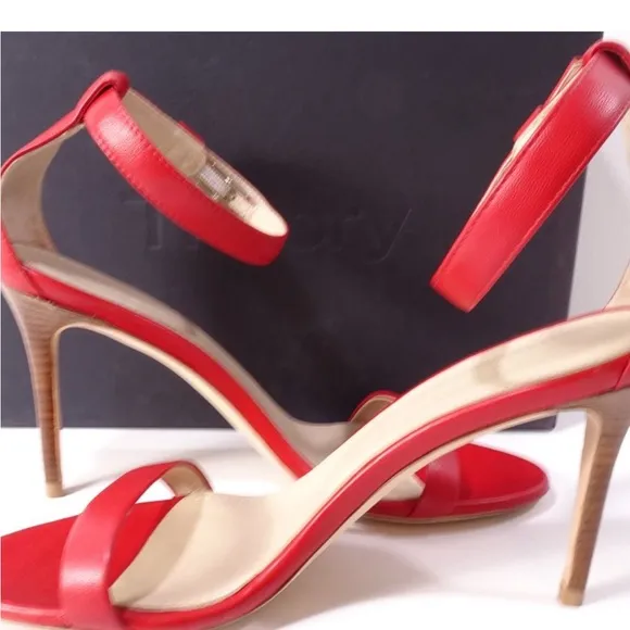 Sexy Theory Red Napa leather heels sandals shoes New In Box 39.5 Italy Nappa