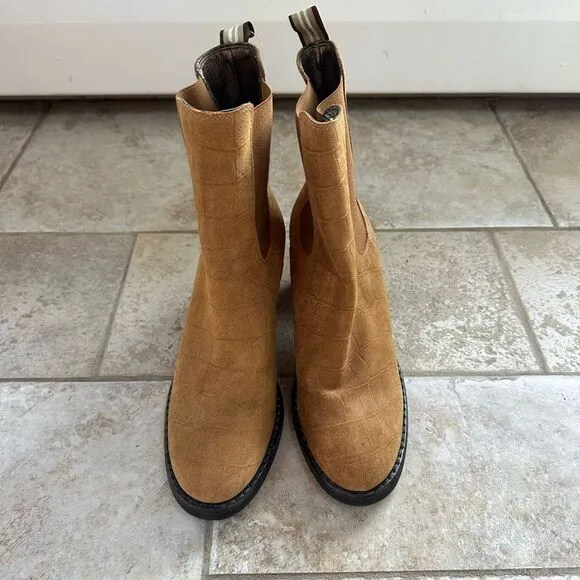 Shabbies Amsterdam 1980 Heeled Chelsea Snakeskin Embossed Boots