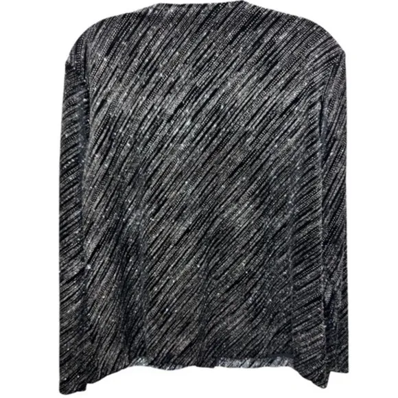Shimmering Velvet Velour Silver Glitter Button Up Cardigan Sweater Formal Event