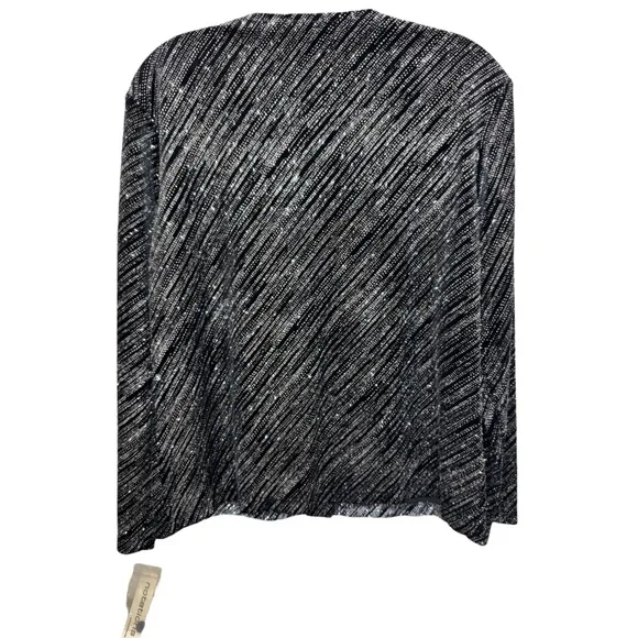 Shimmering Velvet Velour Silver Glitter Button Up Cardigan Sweater Formal Event