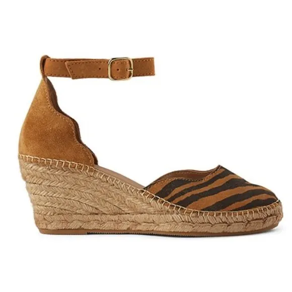 SHOE THE BEAR • Leopard Salome Suede Espadrille Wedges Includes Box