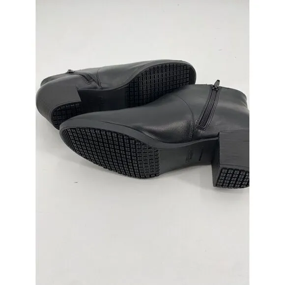 Shoes for Crews Women's Delilah Black Leather Zip Booties Work Shoes Size 8.5