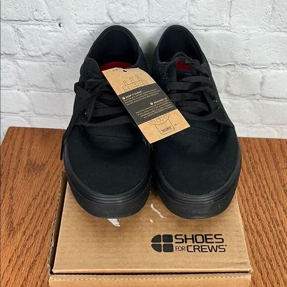 Shoes For Crews Men's Black Canvas NWT Sz 9 or wmn 10.5 for slippery work floors