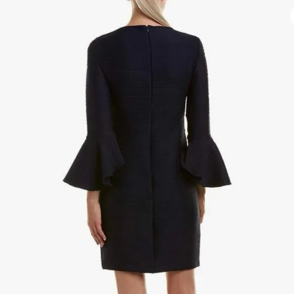 SHOSHANNA Navy Blue Donielle Textured Bell Sleeve Bodycon Dress Size 12