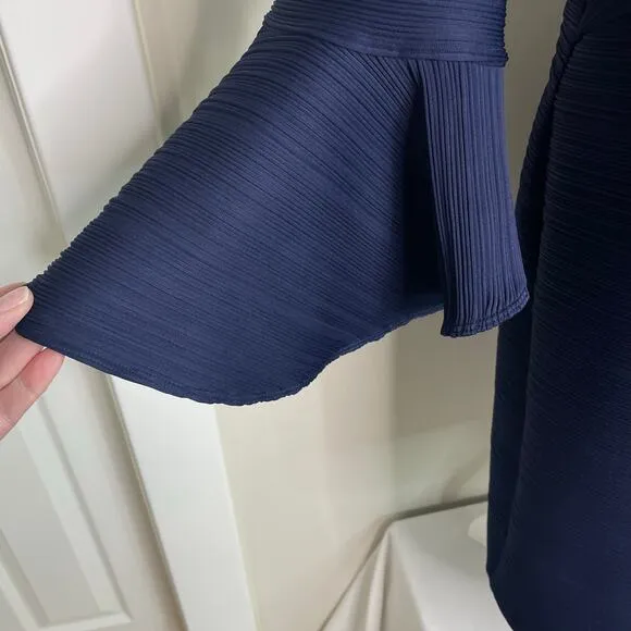 SHOSHANNA Navy Blue Donielle Textured Bell Sleeve Bodycon Dress Size 12