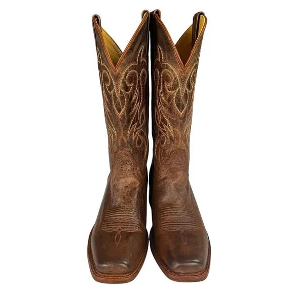 Shyanne Darby Embroidered Western Square Toes Brown Boots Womens‎ Size 7.5M