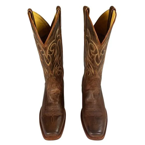 Shyanne Darby Embroidered Western Square Toes Brown Boots Womens‎ Size 7.5M