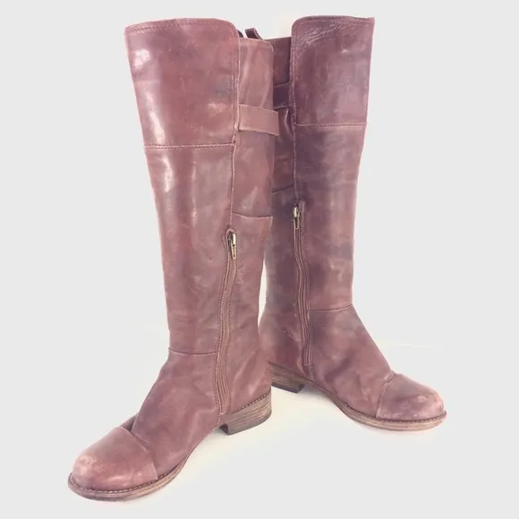 SIGERSON MORRISON brown flat leather boots 8 8.5 knee riding
