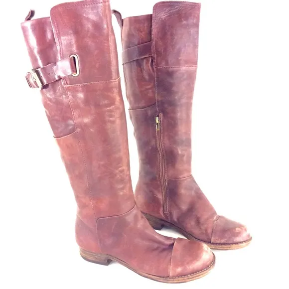 SIGERSON MORRISON brown flat leather boots 8 8.5 knee riding