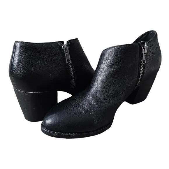 Silent D Bichon Anthropologie Bootie Leather Black Cutout Zip Ankle Boots