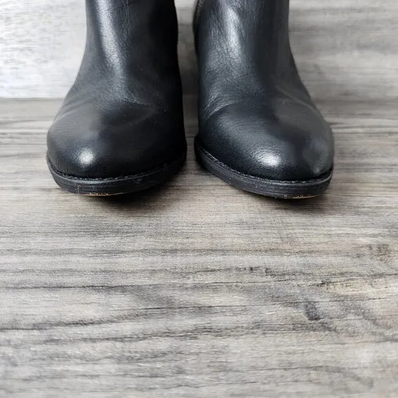 Silent D Bichon Anthropologie Bootie Leather Black Cutout Zip Ankle Boots