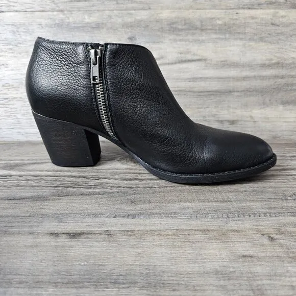 Silent D Bichon Anthropologie Bootie Leather Black Cutout Zip Ankle Boots
