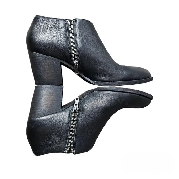 Silent D Bichon Anthropologie Bootie Leather Black Cutout Zip Ankle Boots