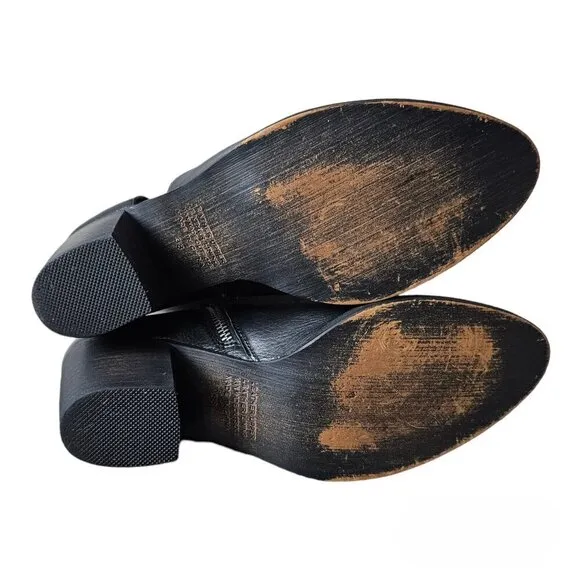Silent D Bichon Anthropologie Bootie Leather Black Cutout Zip Ankle Boots