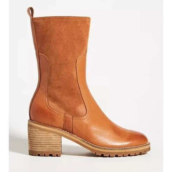 Silent D Brown Brink Heeled Suede Leather Boots Anthropologie Size 41 9.5