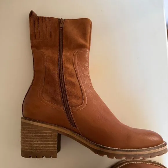 Silent D Brown Brink Heeled Suede Leather Boots Anthropologie Size 41 9.5