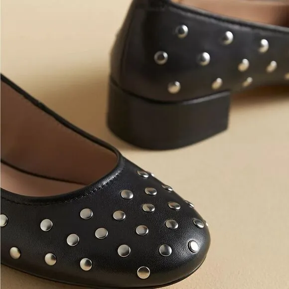 Silent D Studded Black Leather Women's Shoes from Anthropologie NWT Elegant sz 7